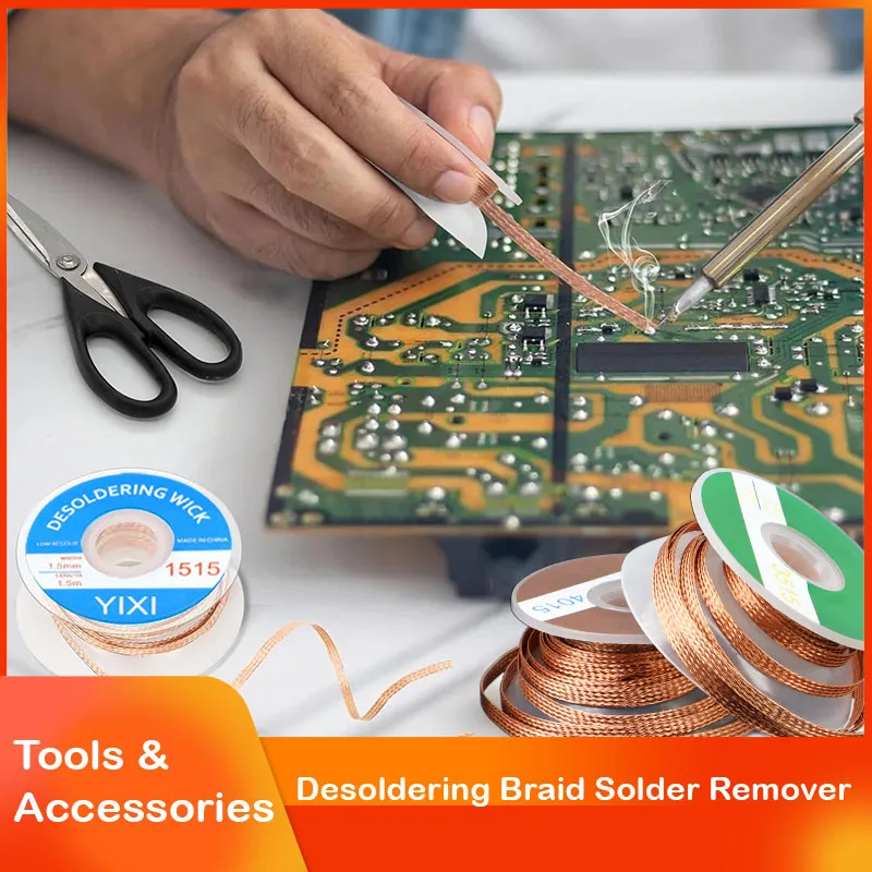 Desoldering Wick Braided Copper Wire BGA Repair Tool Welding Point Solder Remover Soldering Lead Cord Flux 1/1.5/2/2.5/3/3.5/4mm