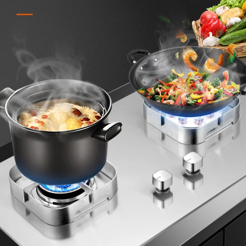 Fornello a Gas a doppia stufa in acciaio inossidabile Extra spesso fornello a Gas liquefatto a doppio scopo incorporato e fornello a Gas naturale