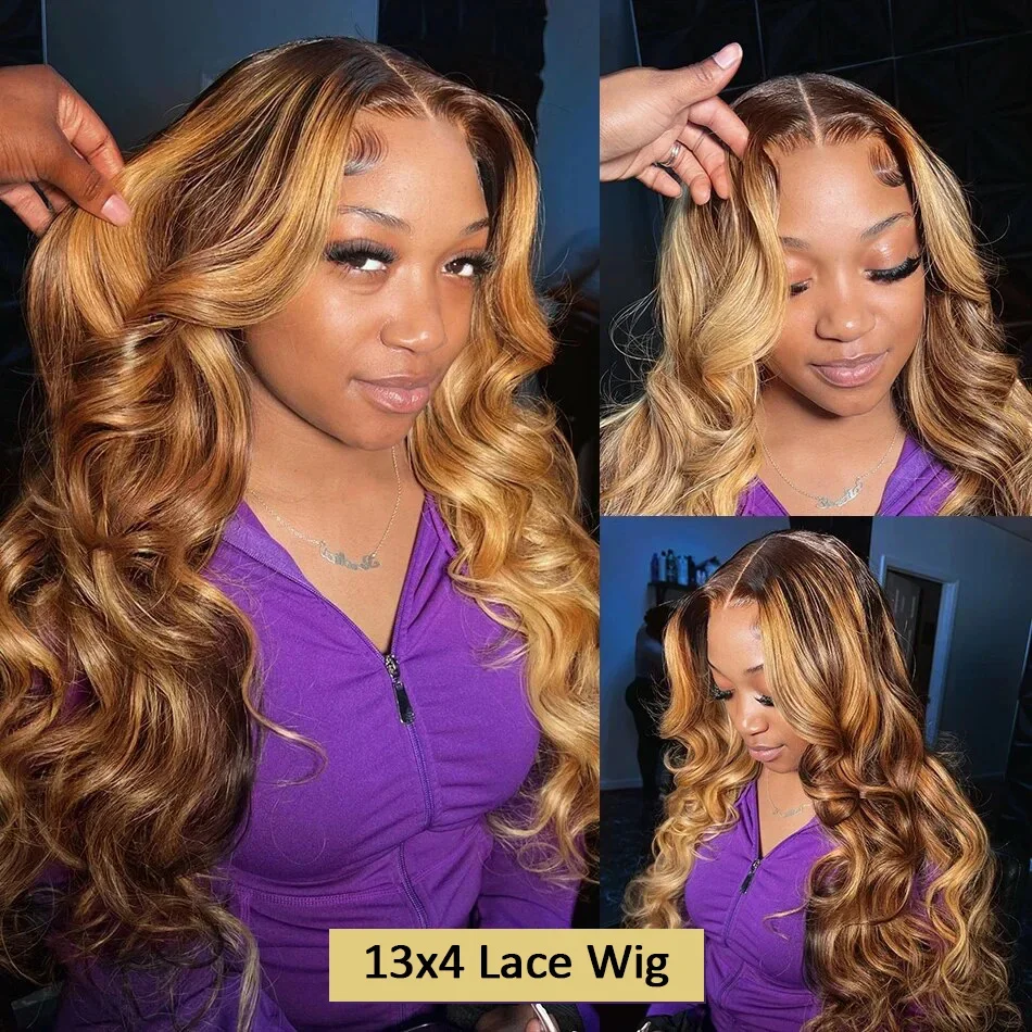 Body Wave HD Highlight Spitze Frontal Perücke 13x6 Spitze Echthaar Perücke 100% farbige brasilia nische farbige Perücken für Frauen Wahl zum Verkauf