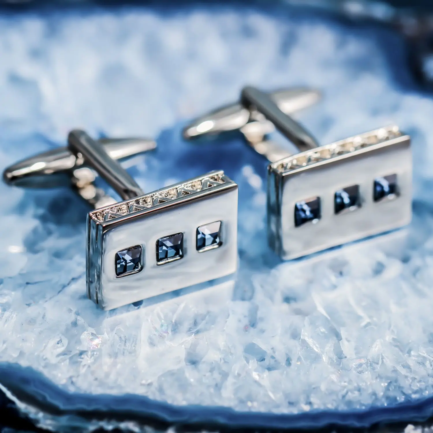 

Роскошные мужские запонки Hawson Ink Blue Zirconia, мужские свадебные запонки во французском стиле, аксессуары, запонки в упаковке с подарочной коробкой