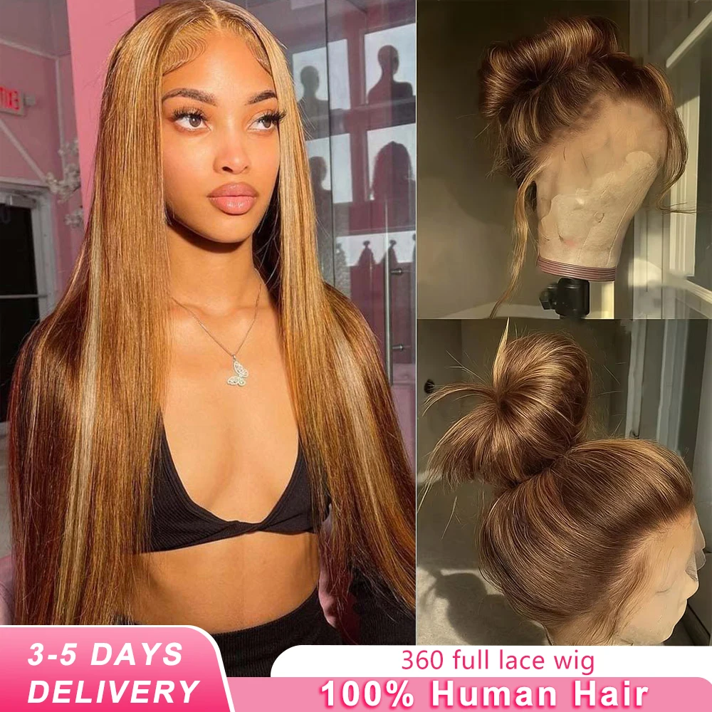 40 50 pouces 360 pleine perruque de dentelle mettre en évidence Ombre perruque cheveux humains 13x6 Hd droite perruques de cheveux humains 100% cheveux humains brésilien Remy cheveux