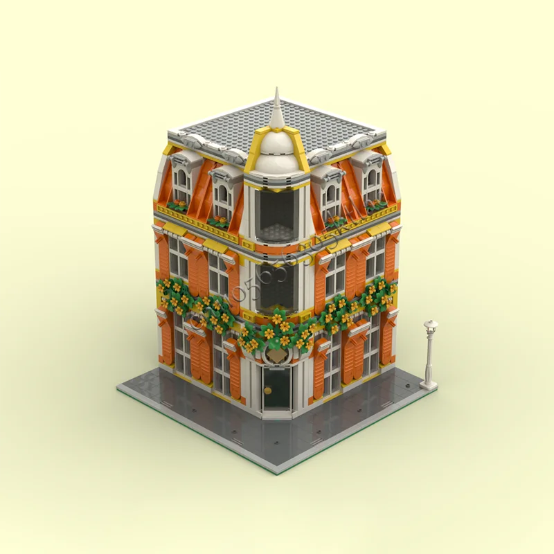 1246 pçs laranja separador canto fachada bloco de construção retro arquitetura modelo exibição brinquedo criança montagem aniversário presente natal