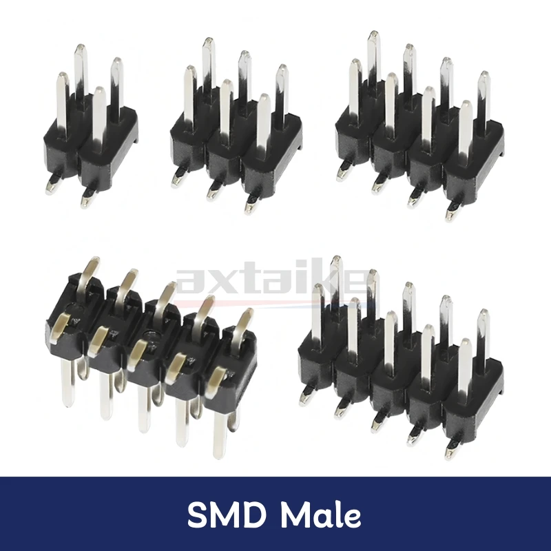 20PCS 2.54mm SMT Pin Header Female / Male PCB Connector 2P 3P 4P 5P 6P 7P 8P 10P 12P 15P 20P 40Pin SMD DIP Double Row Vertical