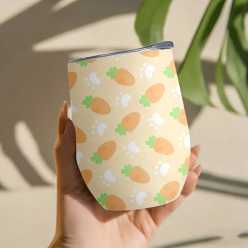 Vaso de cartón con aislamiento al vacío de 12 oz con diseño de zanahorias y vitamina C, con tapa, portátil, para café, viajes, hogar y oficina