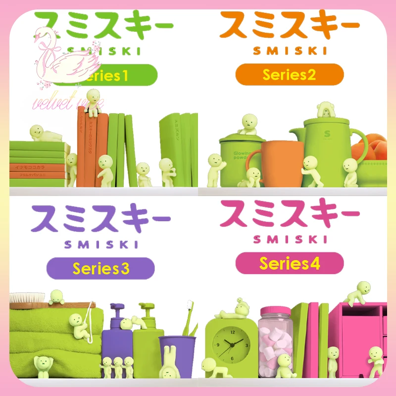 

Оригинальная серия Smiski Blind Box 1/2/3/4, полный набор-6 видов светящихся фигурок эльфа, коллекция украшений, подарки для детей