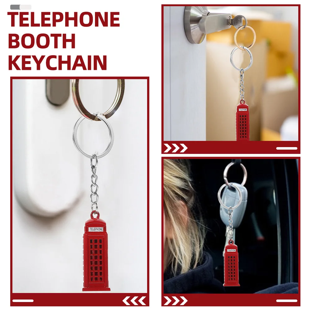 2 Pcs Phone Booth Keychain London Bag Purse Hanging Pendant British Landmark Travel Mini Zinc Alloy Tourists Keepsakes Supplies