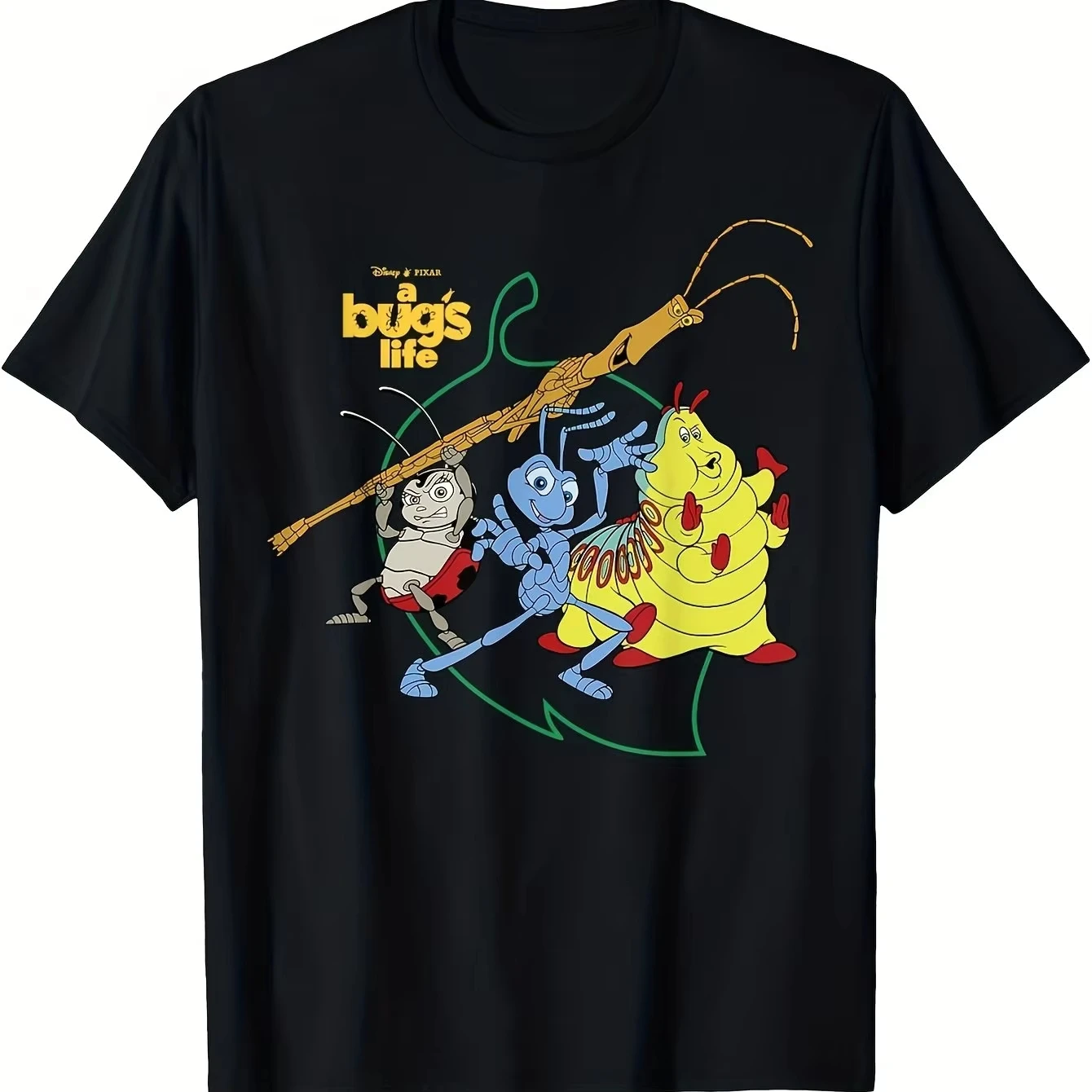 

2025 New Disney Men's Pixar Bug Life Graphic T-Shirt with Interesting Action Scene Design Lightweight and Ventilate Comfortable