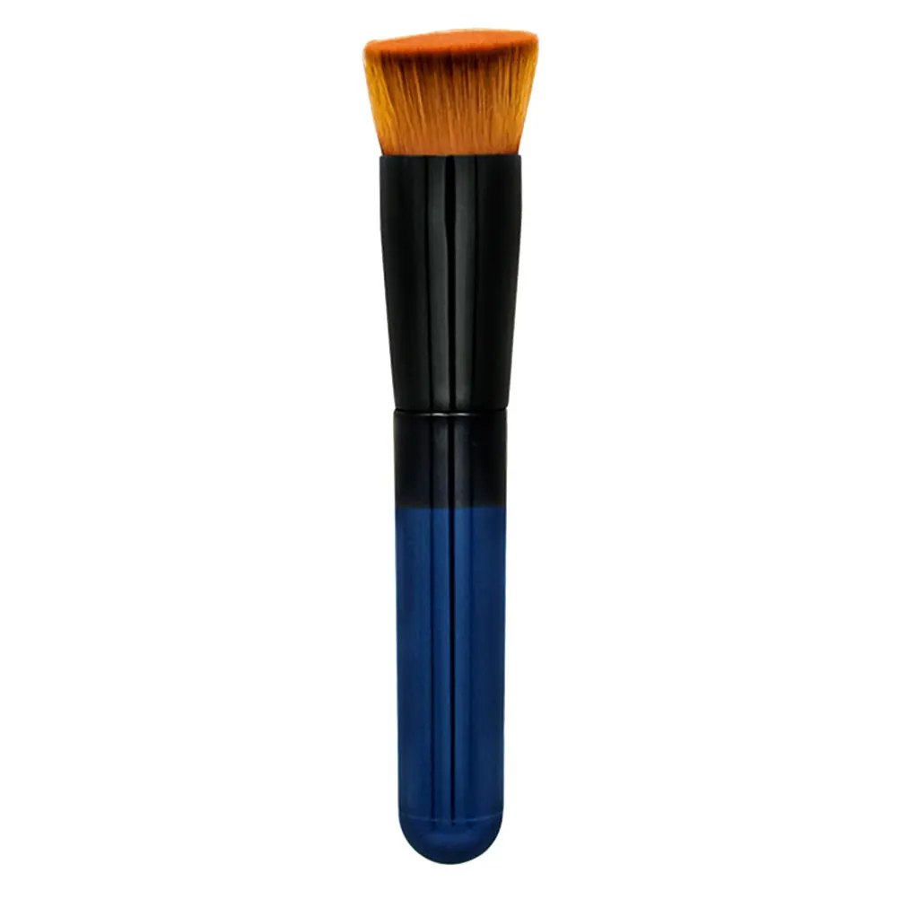 

1Pc Inclined Flat Head Makeup Brush Black Loose Powder Foundation Blush Cosmetics For Women Girls Soft Synthetic Hair