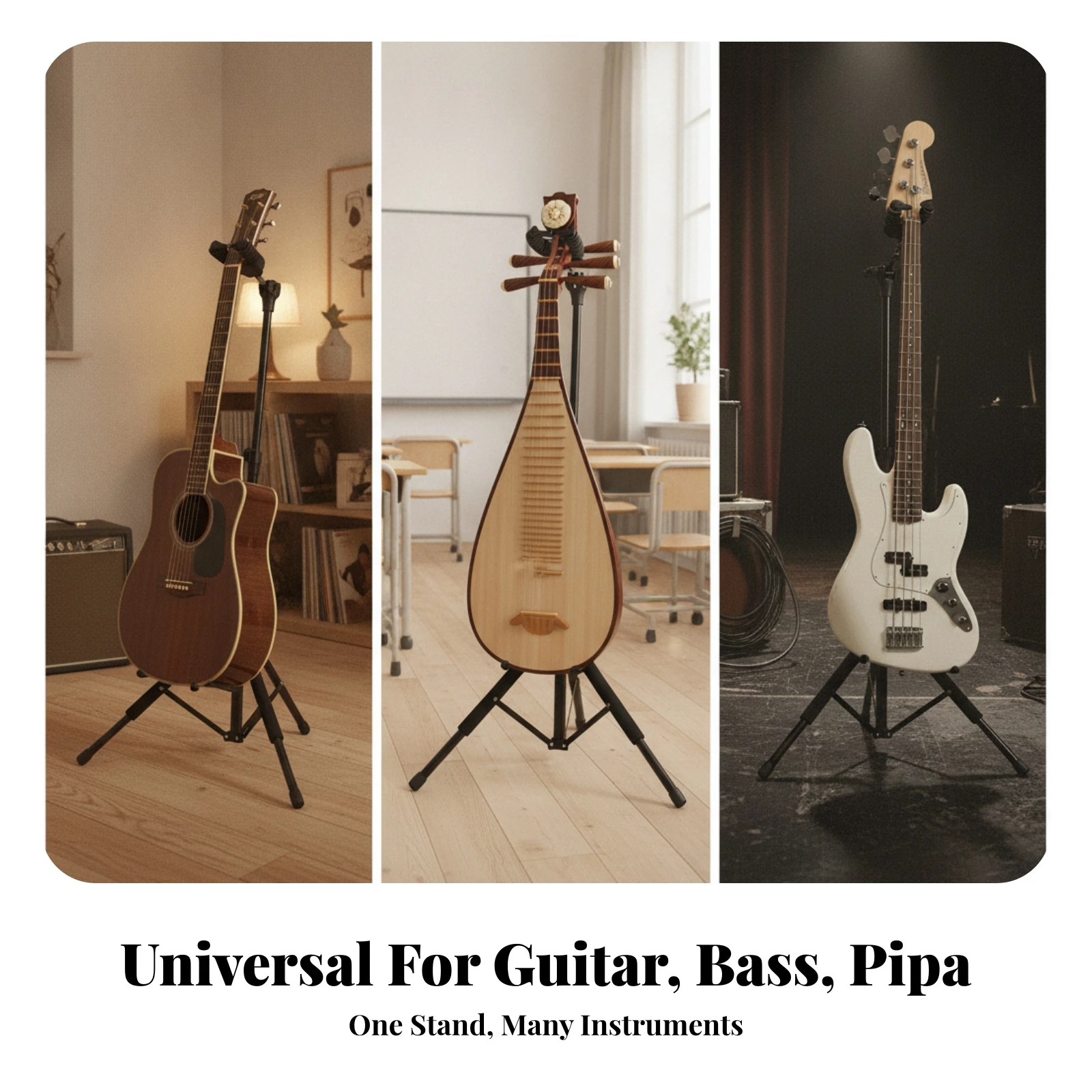 Folding Guitar Stand Foldable Tripod Guitar Stand Music Gear Padded Foam-Covered image 5