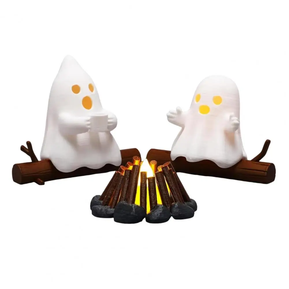 Halloween Ornament Ghost-shaped Night Light Spooky Ghost Campfire Nightlight Halloween Decoration 3d Printed Statue for Home