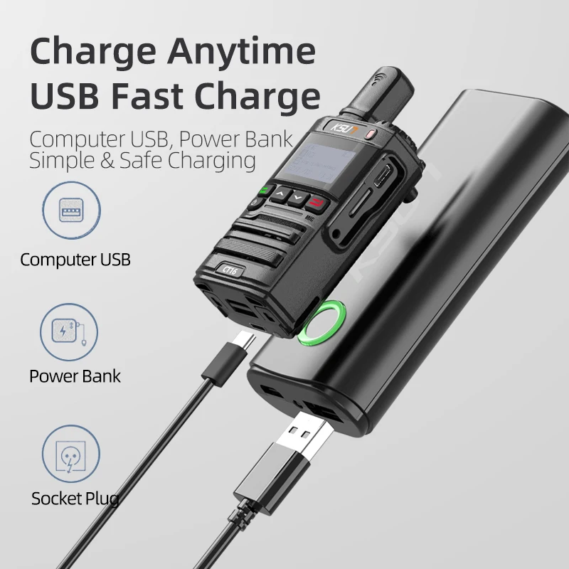 KSUN CT16 Globalptt Walki Talky 4g LTE POC راديو إنترنت 100 كم طويل المدى 5000 ميل أجهزة اتصال لاسلكية بدون بطاقة SIM 1 قطعة