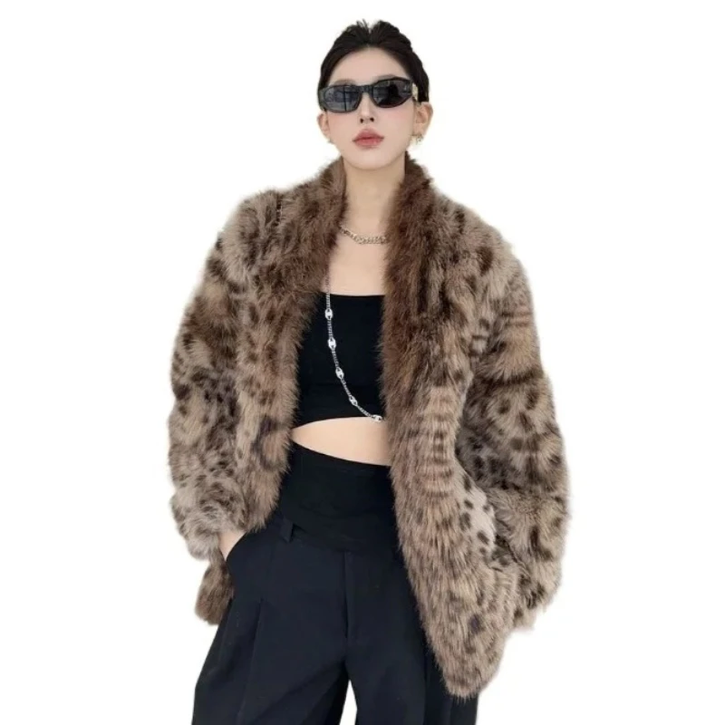 

Imitation Fur Gold Mink Fluffy Coat Female Lynx Color Lazy Style Coat Exquisite Simple Retro Personality Fashion Casual New 2026
