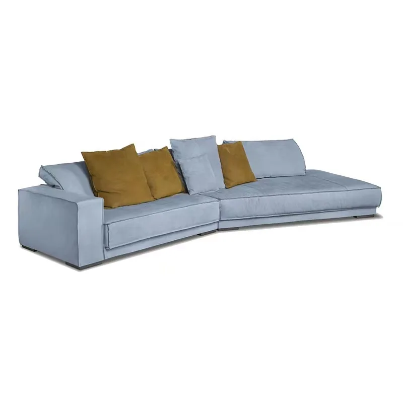 

Italian modern simple fabric sofa living room small apartment Nordic light luxury matte leather down sofa