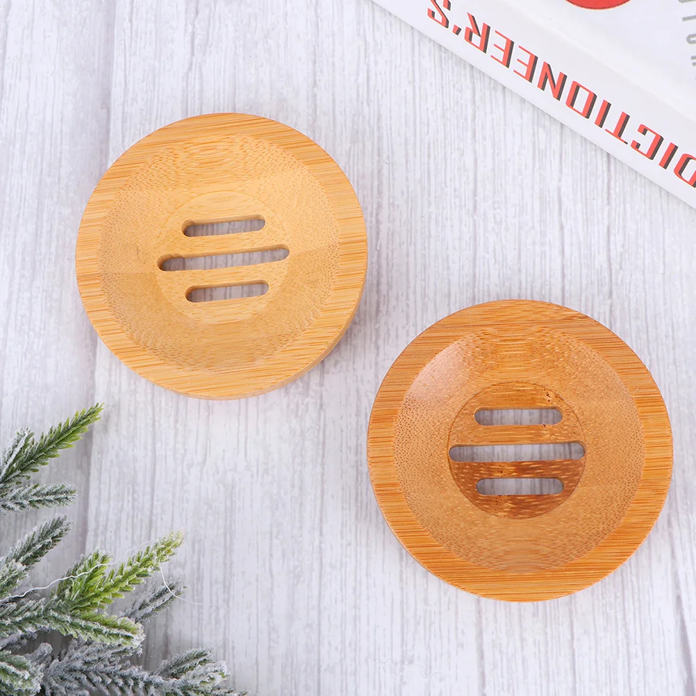 

3Pcs Bamboo Soap Container with Ventilated Base Keeps Soap Dry Long-Lasting Lightweight Compact Ideal for Bathroom Toilet