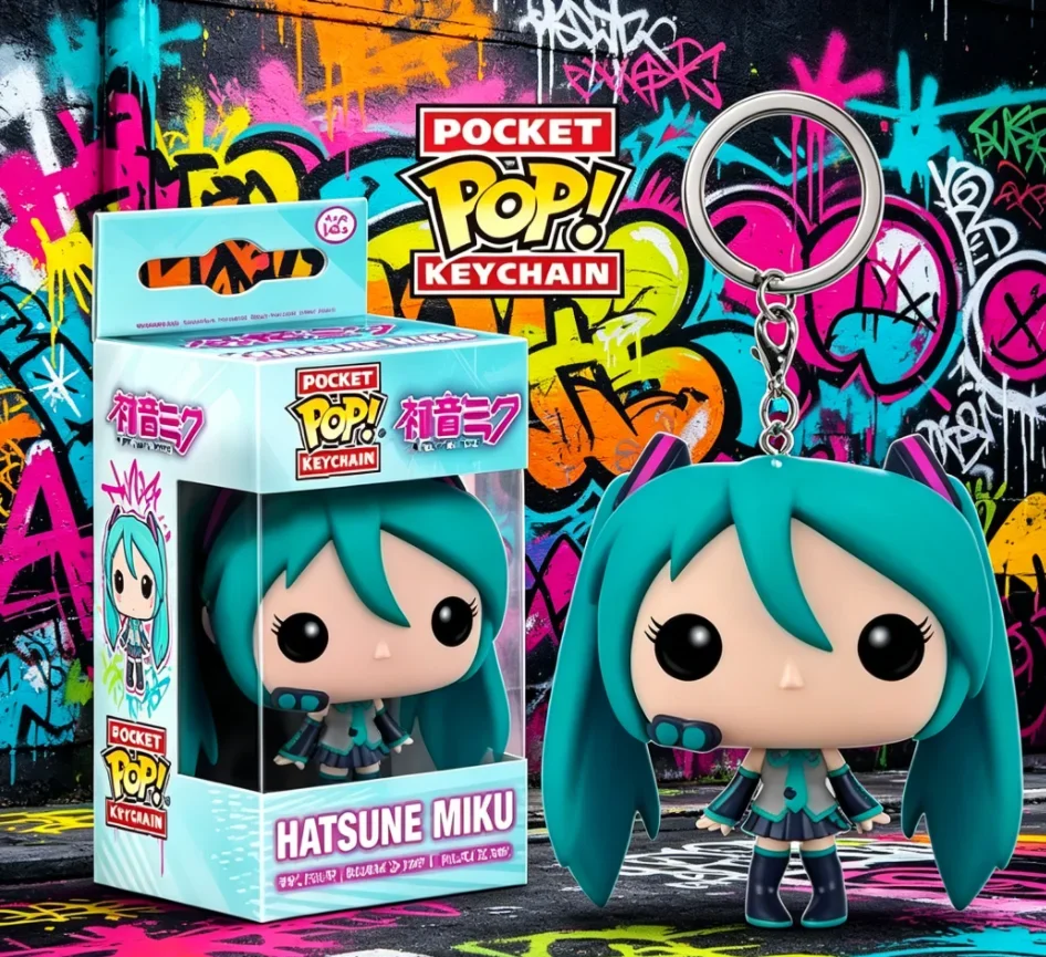 

New FUNKO POP Anime Pocket Pop Keychain Toy Hatsune Miku Keychain Action Doll Toy Keychain Vinyl Doll Children's Christmas Toy