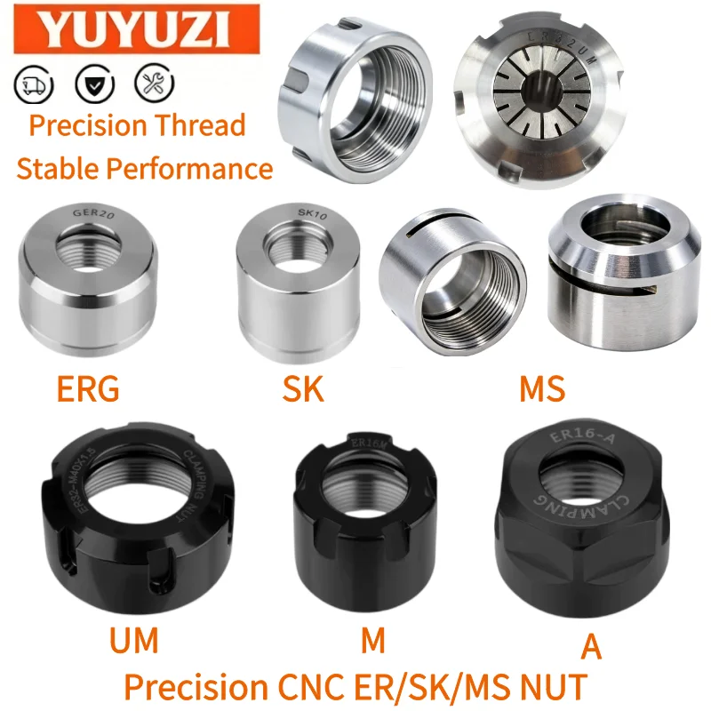 ER/SK/ERG Precision CNC Collet Nut ER11 ER16 ER20 ER25/32/40/50 A M UM Nut SK10 SK16 ERG High-speed Nut for CNC Milling Chuck
