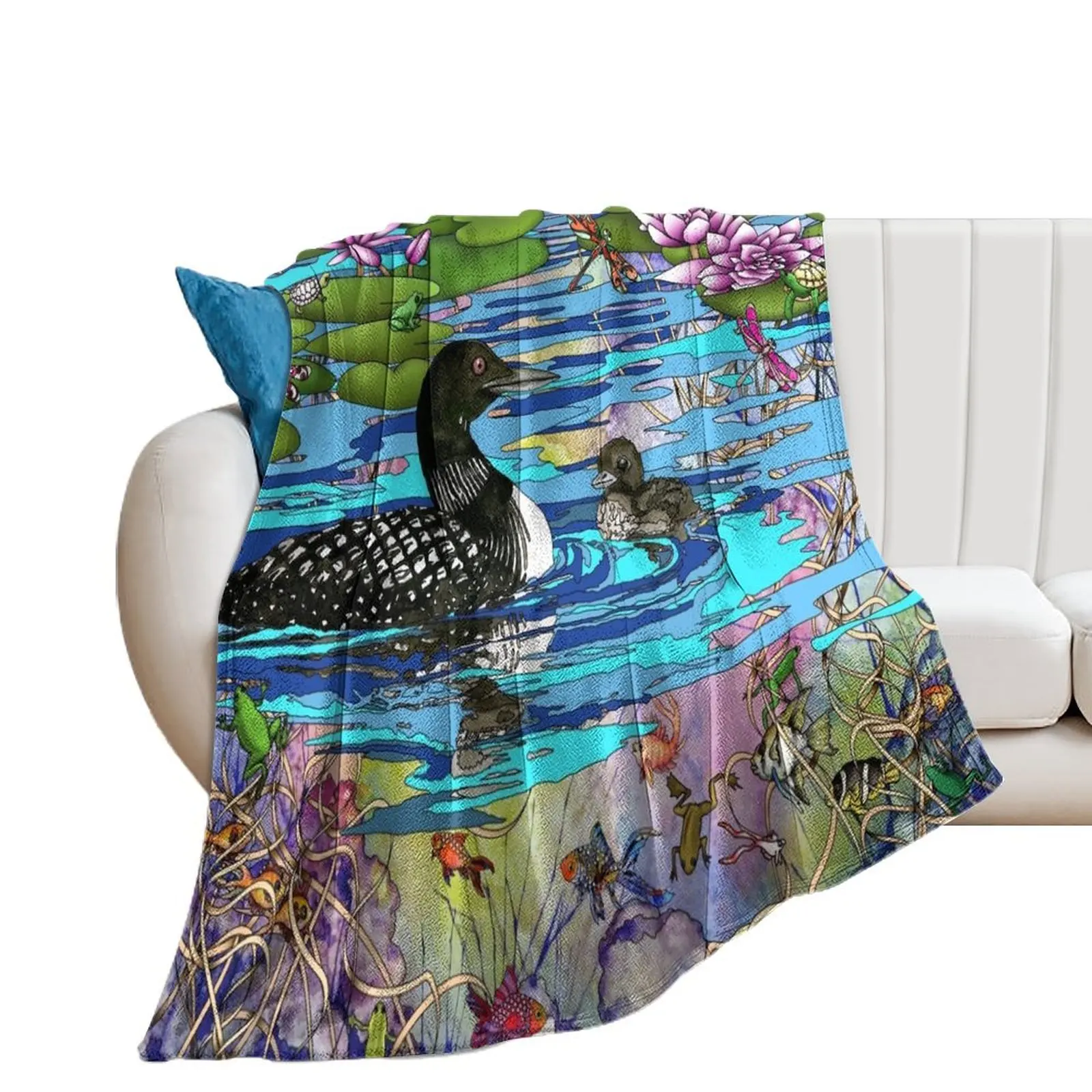 

Loons and Water Lilies Throw Blanket Large manga Blankets