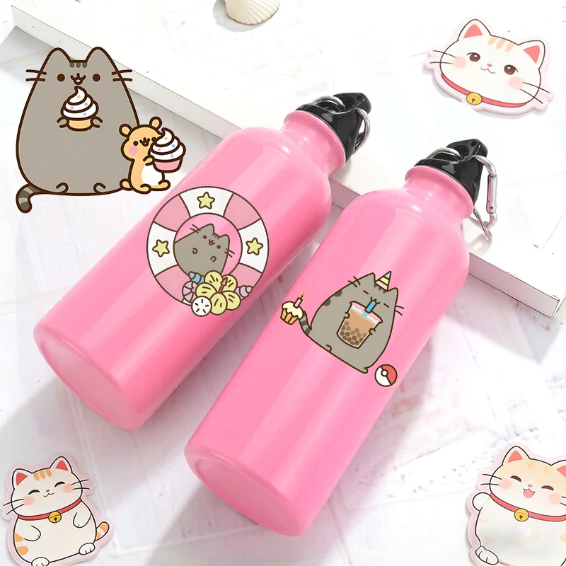 

Cute Pusheens 500ml Kettle Kid Girl's Sport Aluminum Mountaineer Cup Water Bottle Woman Kawaii Popular Anime High-capacity Flask
