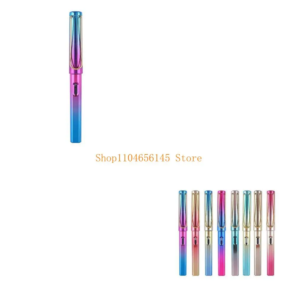 

5asd Piston-Filled Fountain Pen Fine Nib Metallic Gradient Colors Calligraphy Ink Pen Kid Adult Writing Drawing Gift Supplies