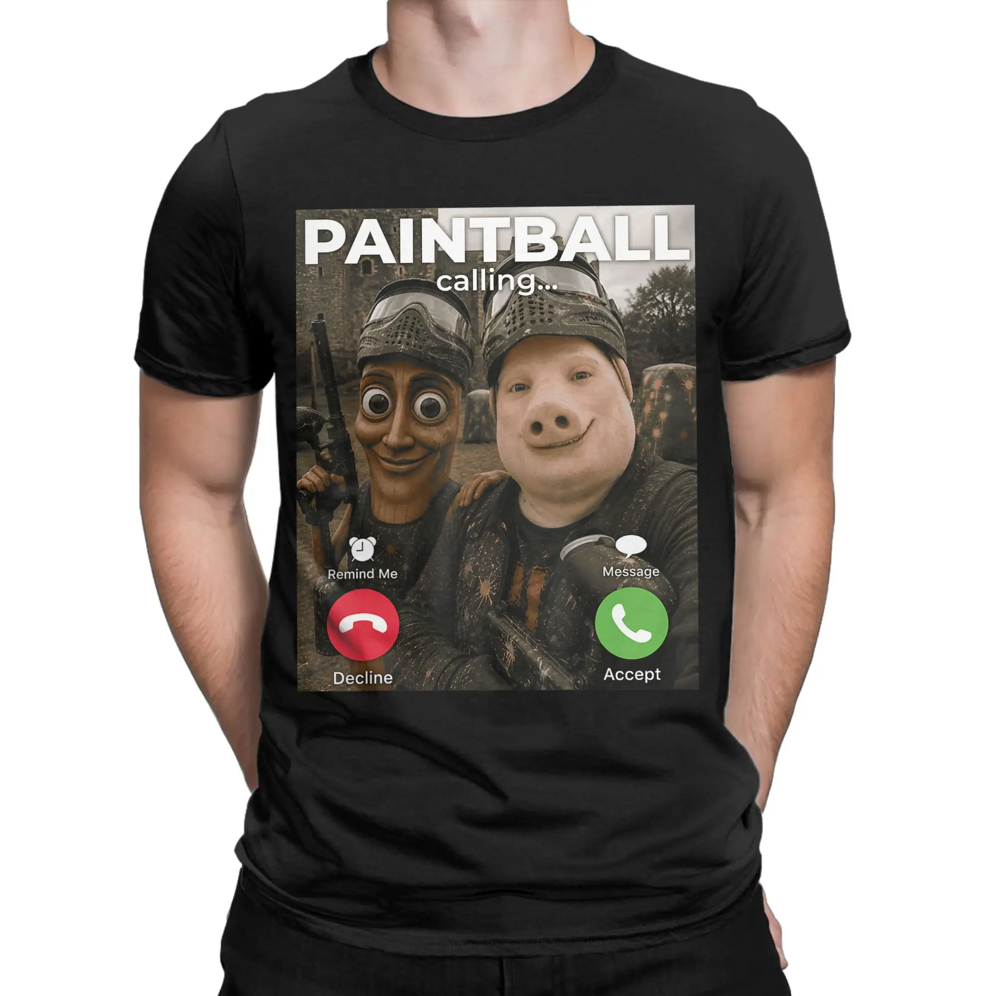Tung Sahur Paintball Calling Meme John Pork Brainrot Buddy Cotton T-Shirt Men Summer Vintage T Shirts O-Neck Harajuku Tee Shirt