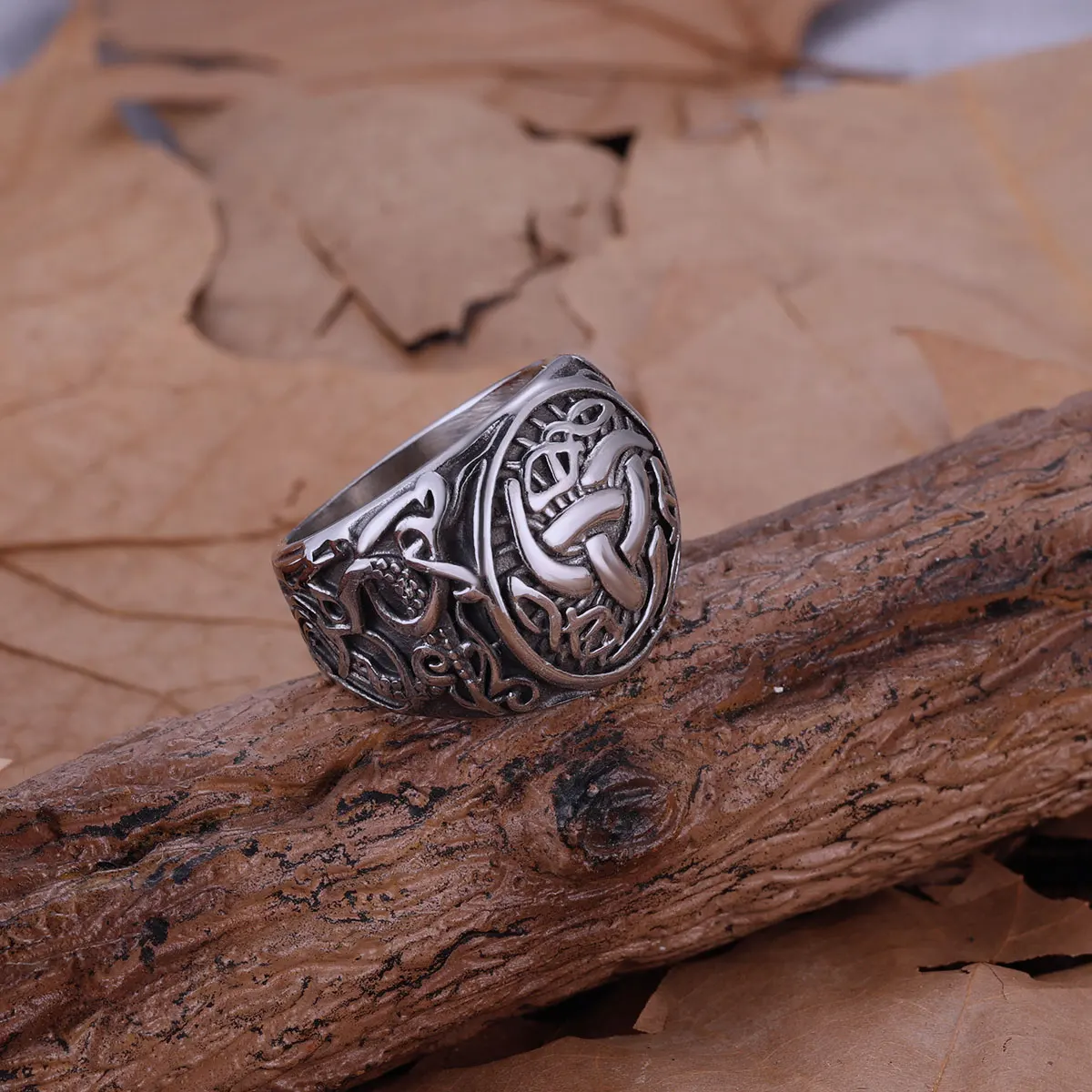 Vintage Vikings Simple Design Celts Knot Ring Never Fade Stainless Steel Nordic Jewelry Men's Ancient Rune Amulet Ring Gift