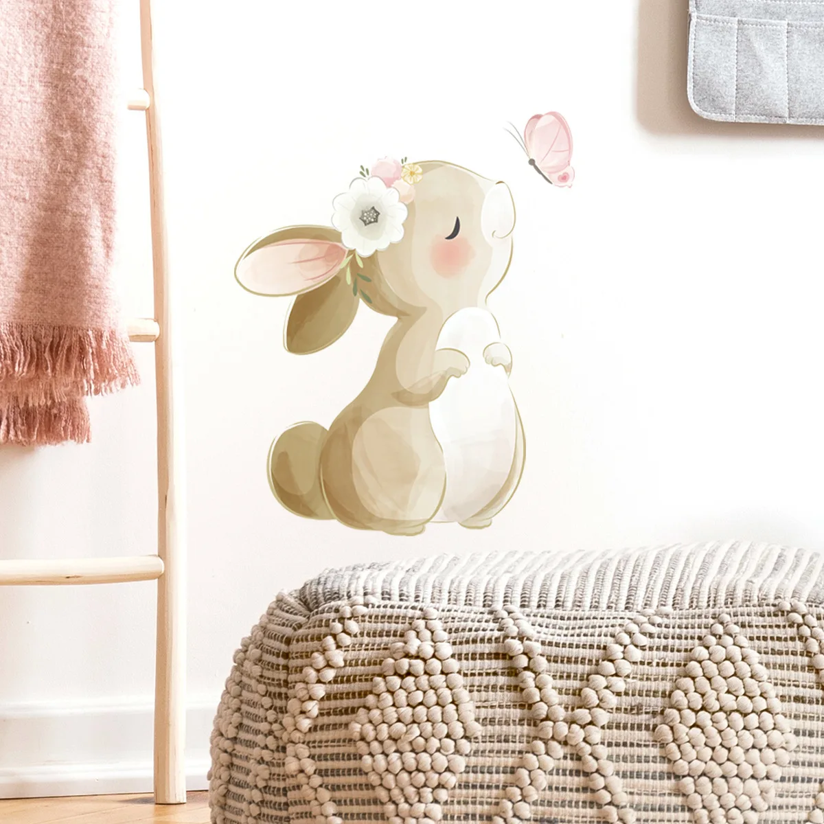 30*40cm Cartoon Animal Bunny Butterfly Wall Sticker Kawaii Living Room Bedroom Study Restaurant Decorative Mural Wall Sticker