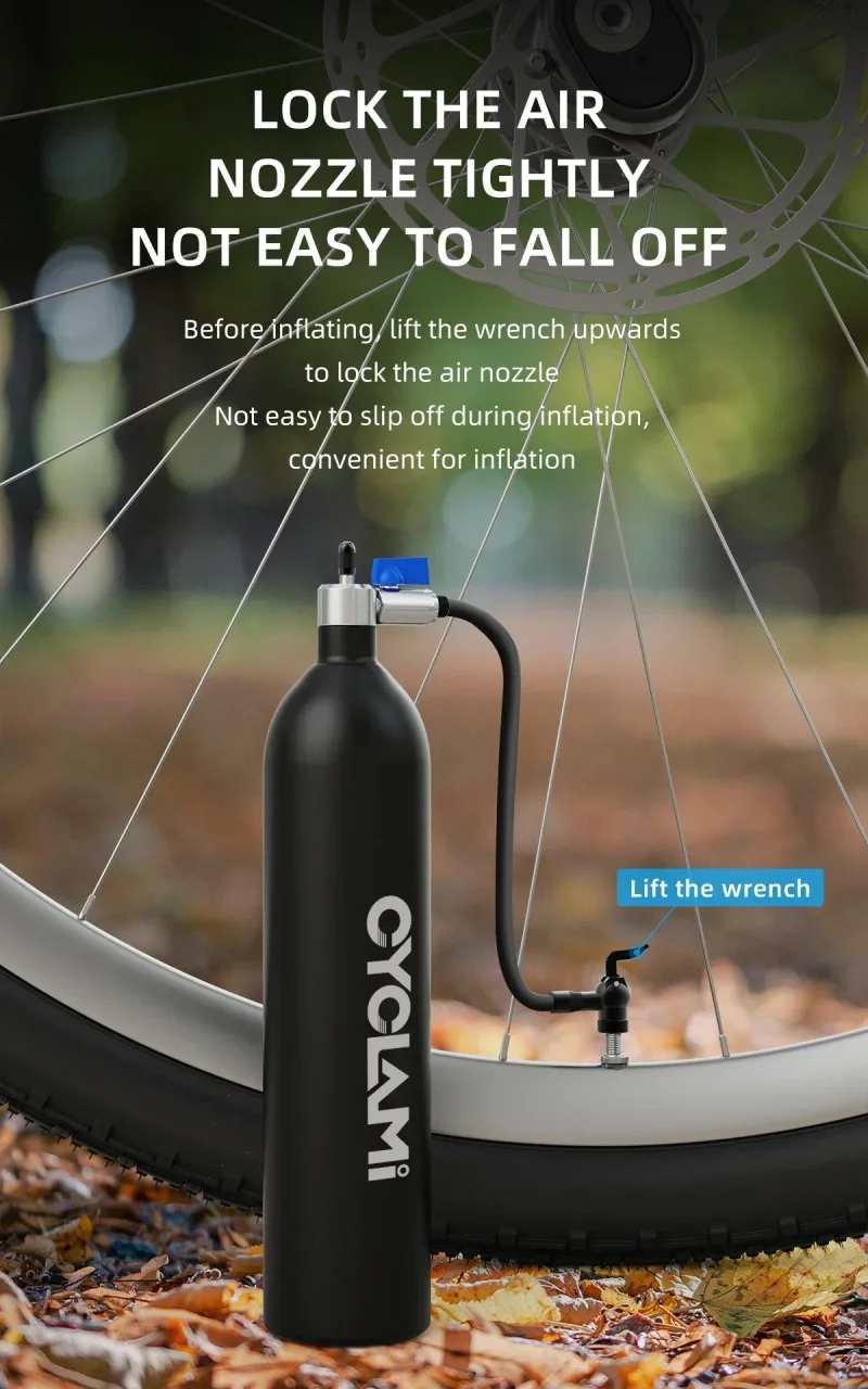 CYCLAMI 1,3 l Split Air Tank Fahrradreifenfüller MTB Road 29' Tubeless Reifenverstärker mit Zylinder für Rennradfahren – Detail 2