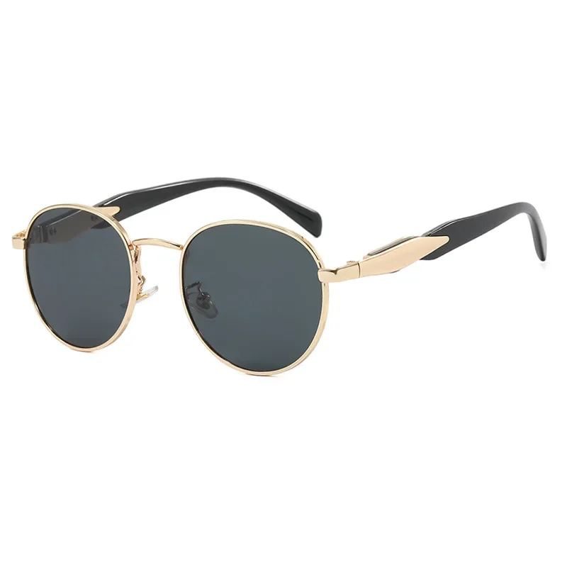 

European and American Round Sunglasses for Women's Instagram Street Photography New Light Luxury Metal Trend Retro Sunglasses