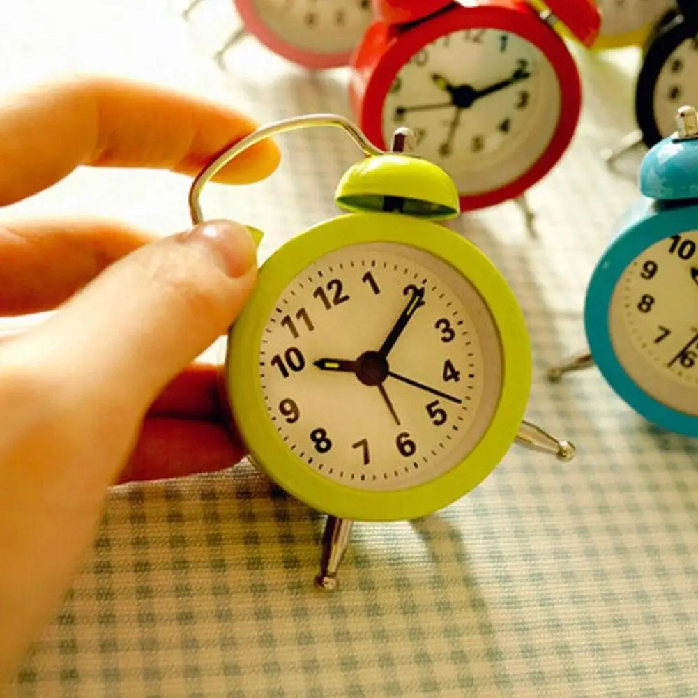 1pc Cute Mini Metal Small Alarm Clock Electronic Small Alarm Clock Multicolor Electronic Small Alarm Table Morning Clock