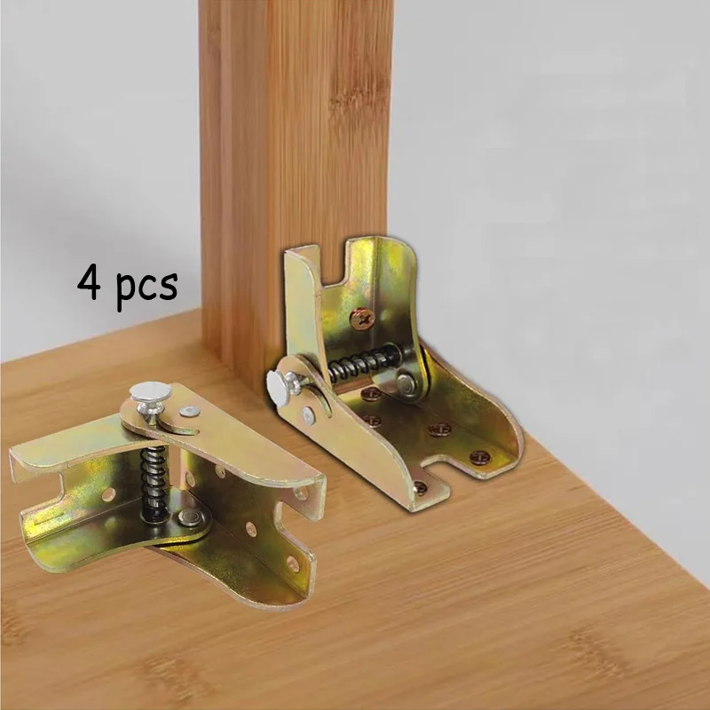 4pcs 90 Degree Folding Bracket Iron Folding Lock Self Lock Hinges Extension Table Chair Bed Leg Foldable Support Brackets Hinge