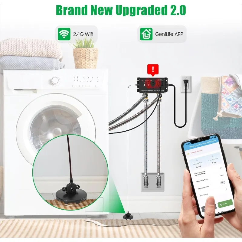 Christmas.home.WiFi Smart Water Shutoff Valve with Leak Sensor, Effortless Remote Control and Real-Time Water Leak Alerts via Ap