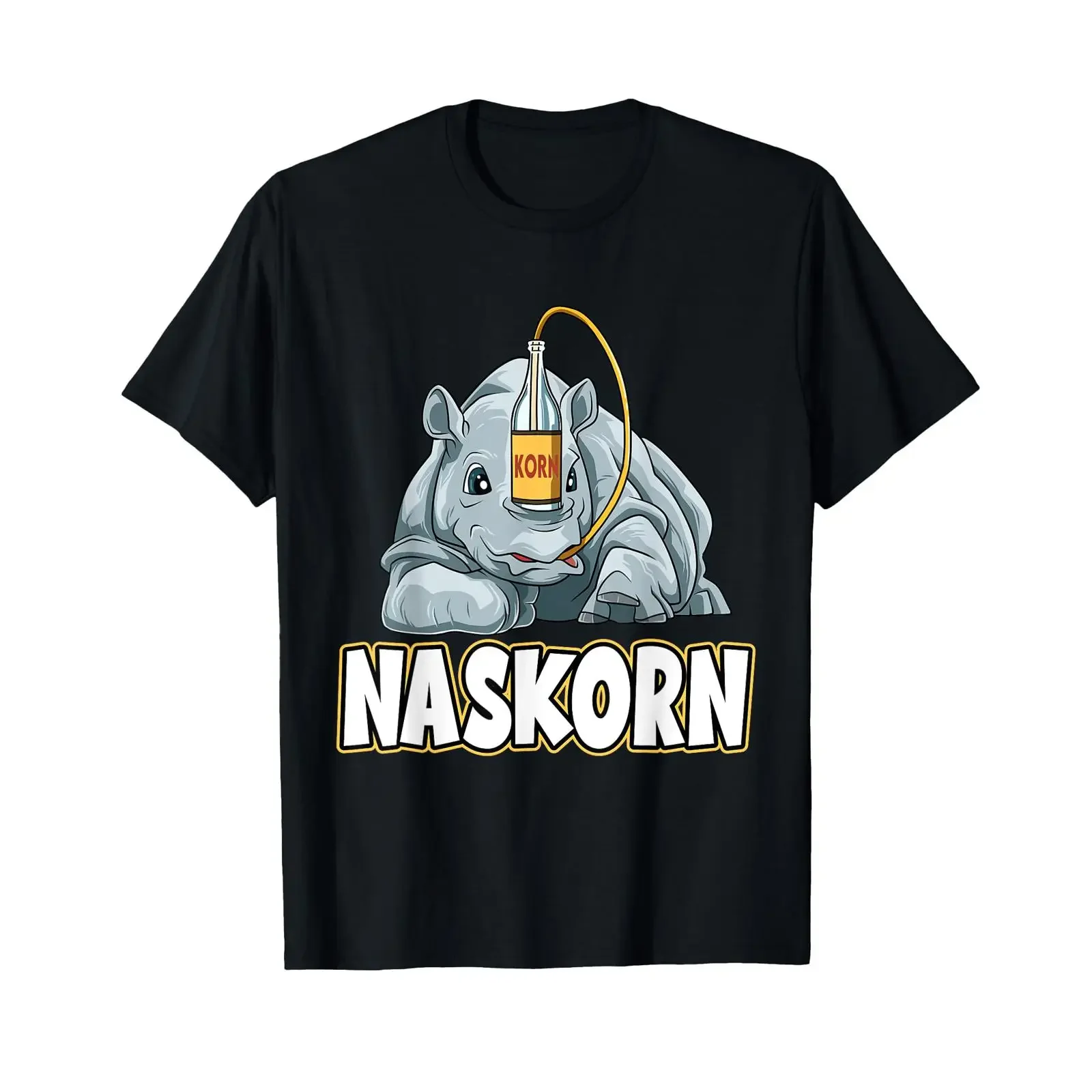 Naskorn Rhino with Grain T Shirt black vintage Washed Unisex Versatile Comfortable designer clothes Breathable Soft