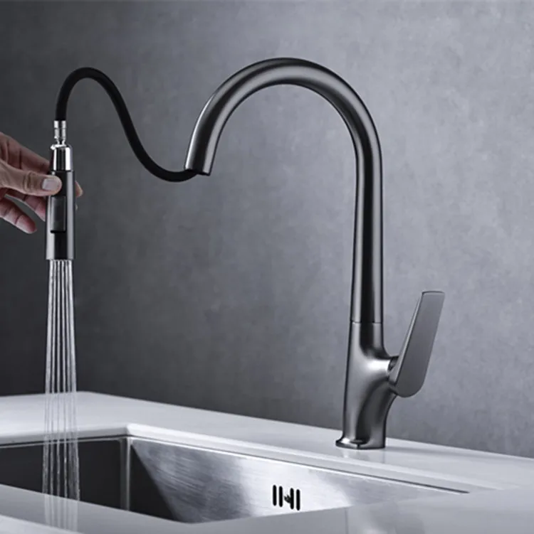 Tirare il rubinetto Rubinetto per piastra di lavaggio da cucina Pistola semplice Grigio Nero