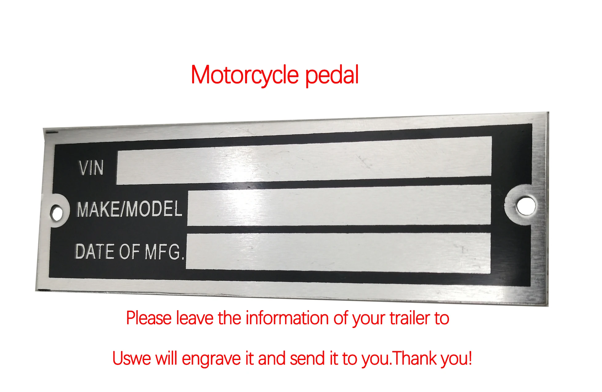 

Pre- Engraved VIN SERIAL ID TAG PLATE DATA CAR TRUCK HOT ROD EQUIPMENT TRAILER