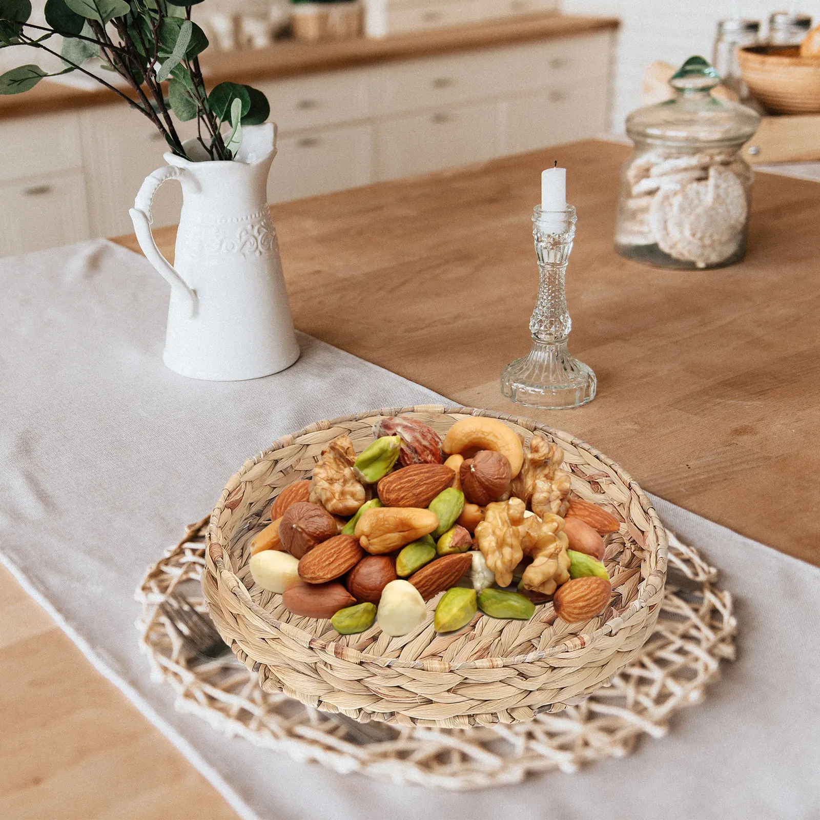 

2Pcs Woven Storage Basket Iron Rattan Material Practical Safe Use Home Indoor Decorative Organizer Woven Bread Basket