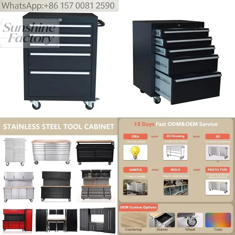 Wholesale OEM Workshop Storage 24inch Cool Touch 430 Stainless Steel Heavy Tools Cabinet Lockable Waterproof Anti-Theft