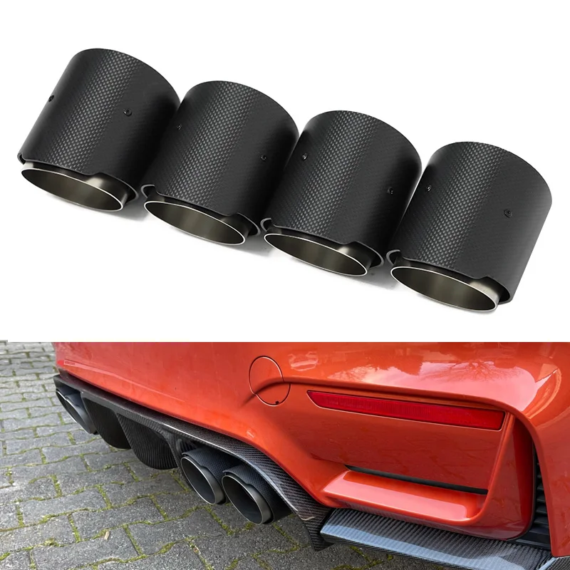 4 Pieces Carbon Fiber Exhaut Tips For BMW F87 M2 F80 M3 F82 F83 M4 Direct Fit Universal Fit Exhaust Tip Direct Plug Car Exhaust