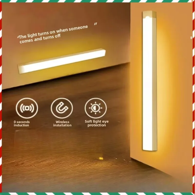

Night Light USB Charging Magnetic Induction Lamp Dimmable LED Under Cabinet Light Motion Sensor for Bedside Wardrobe Stairway
