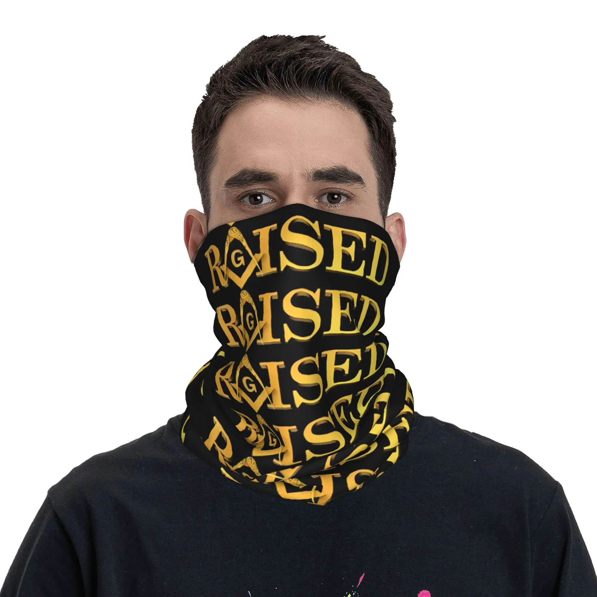 Raised Square & Compass Masonic Freemason Bandana Neck Gaiter Printed  Mask Scarf Multi-use Headband Fishing Unisex Breathable