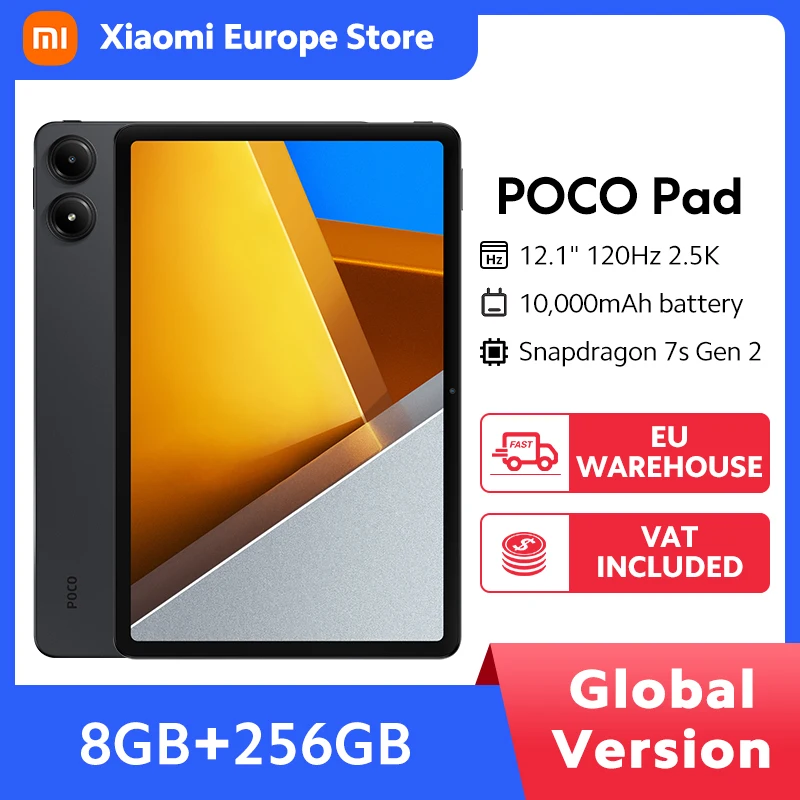 POCO Pad Tablet Global Version 8GB 256GB Snapdragon 7s Gen 2 Octa core Processor 12.1'' 120Hz 2.5K Display 33W 10000mAh