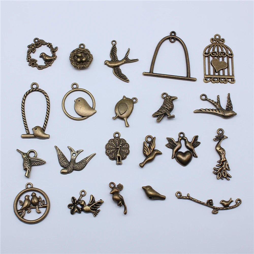 10pcs Charms Fly Bird Antique Bronze Color Pendants Antique Jewelry Making DIY Handmade Craft