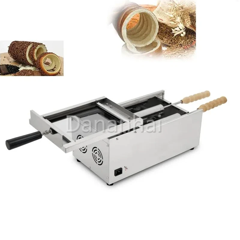 Electric Ice Cream Cone Chimney Cake Roll Machine Kurtos Kalacs Chimney Roll Grill Oven Machine