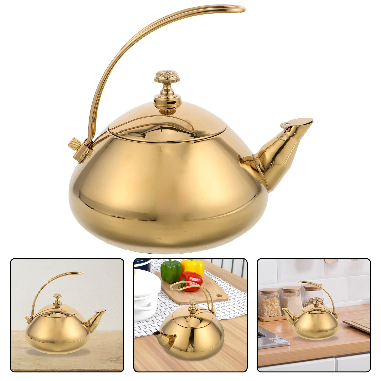 

1.5L Stainless Steel Teapot Ergonomic Handle Precision Filter Induction Compatible Home Office Tea Kettle Metal Coffee Pot