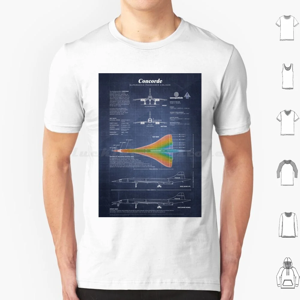 

Футболка Supersonic Blueprint (темно-синяя), хлопковая крутая футболка 6xl, футболка Supersonic Aviation Spacex Boeing 747, Air France British Airways