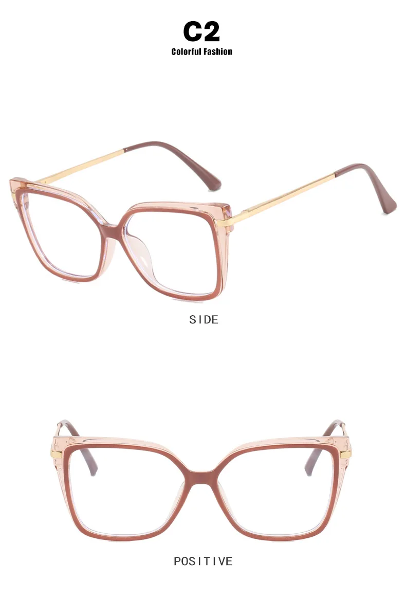 Modische Quadratische Cat-Eye-Brillenfassung aus TR90, 2025 Neue Mehrfarbige Option, Flachspiegel, Damen-Trendmodell, Einfache Blumenbrille – Detail 7