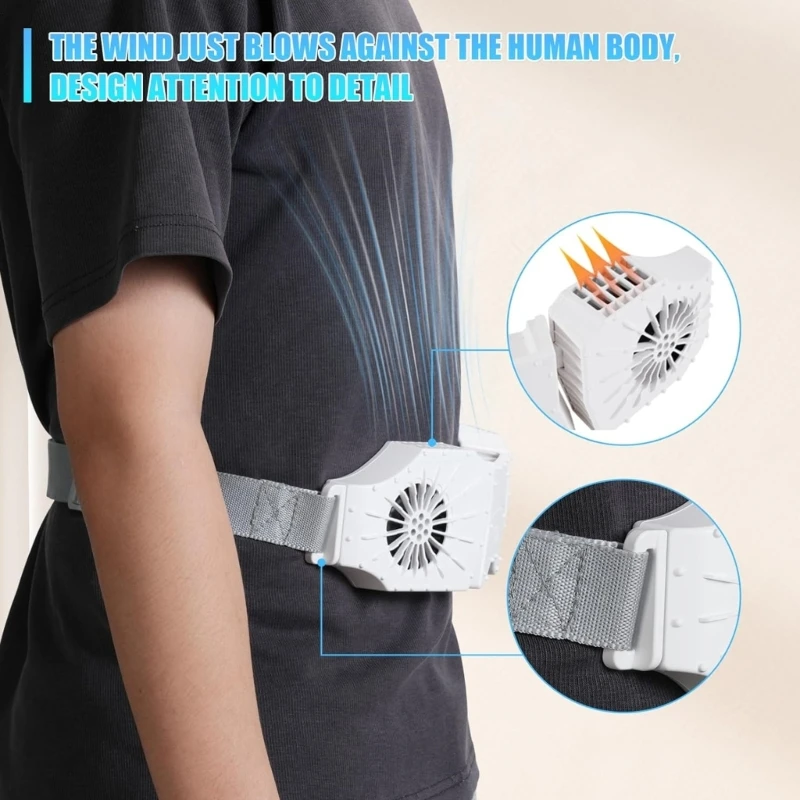 Открытый поясной вентилятор Ремень вентилятор Перезаряжаемый охлаждающий вентилятор Поясной зажим Вентилятор из АБС-пластика для