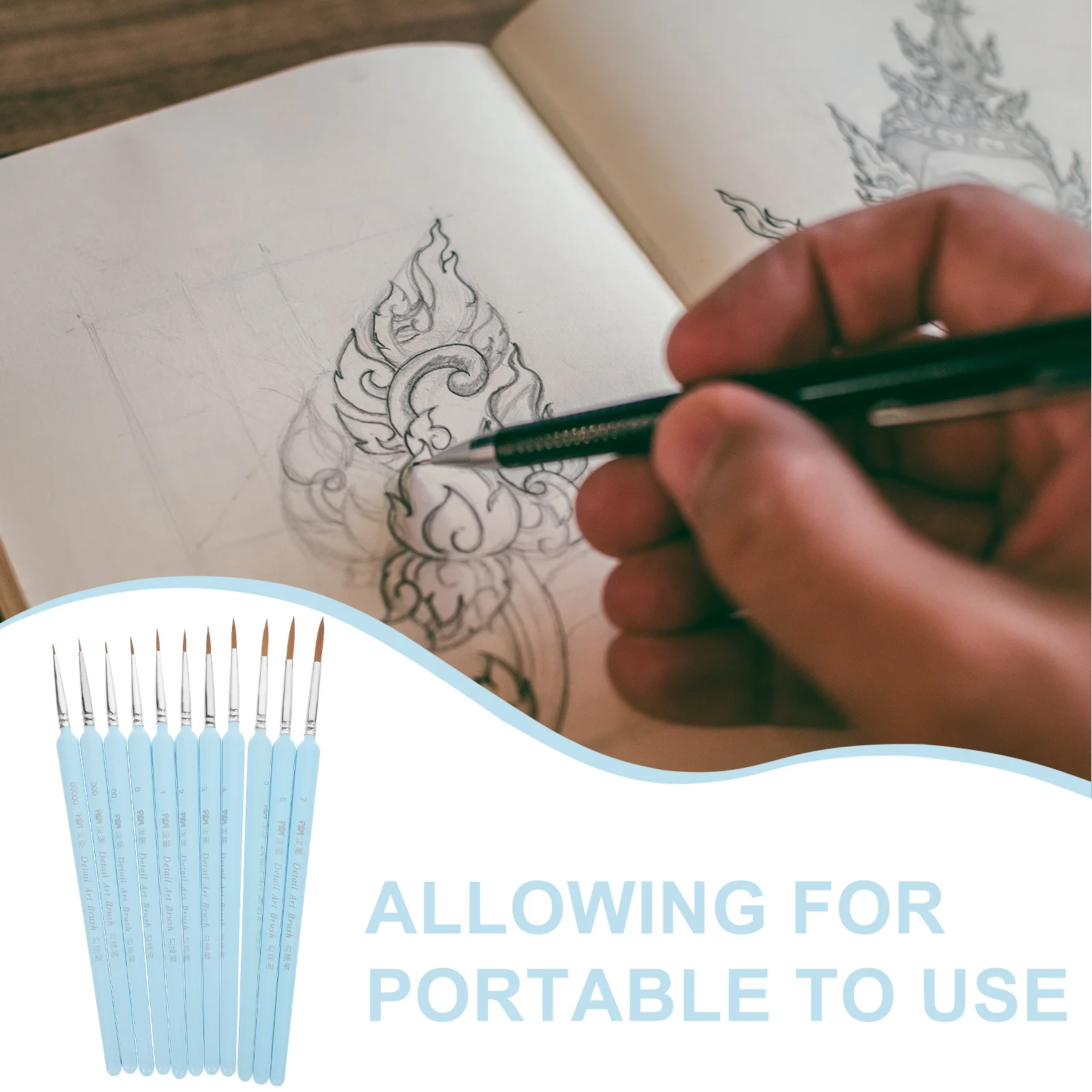 

11Pcs Painting Brush Set Fine Detail Art Brushes Suitable Acrylic Oil Watercolor Nail Face Miniature Gouache Painting Brush