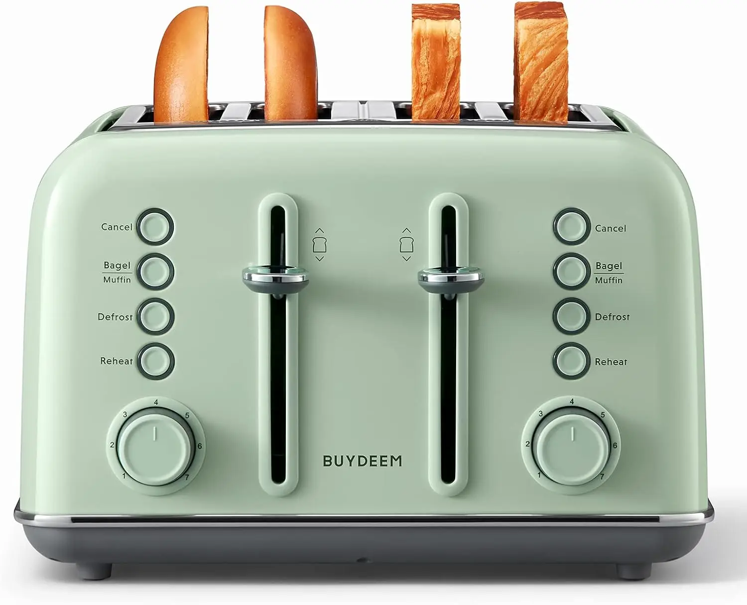 

4-Slice Toaster, Extra Wide Slots, Retro Stainless Steel with High Lift Lever, Bagel and Muffin Function, Removal Crumb Tray