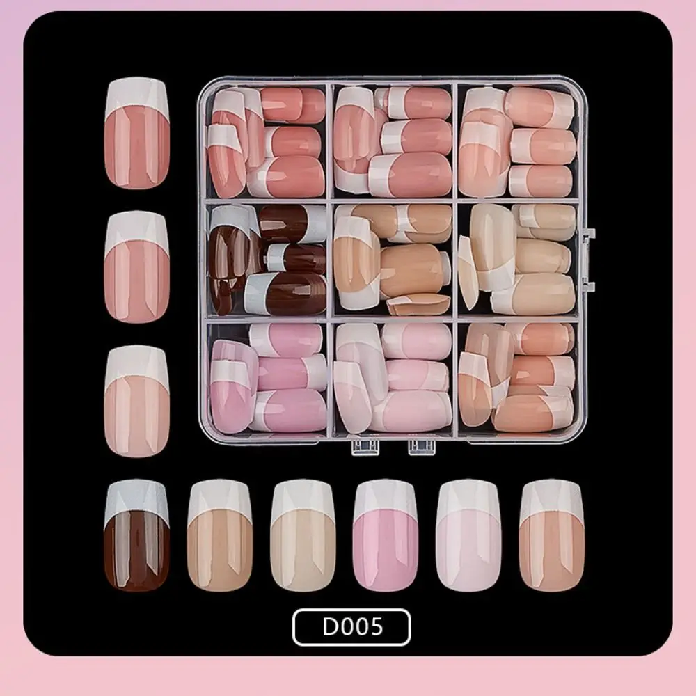 108pcs New Mixed Color French False Nail Almond Coffin Convenient Finished Wearing Fake Nail Pink Acrylic Press On Nails DIY