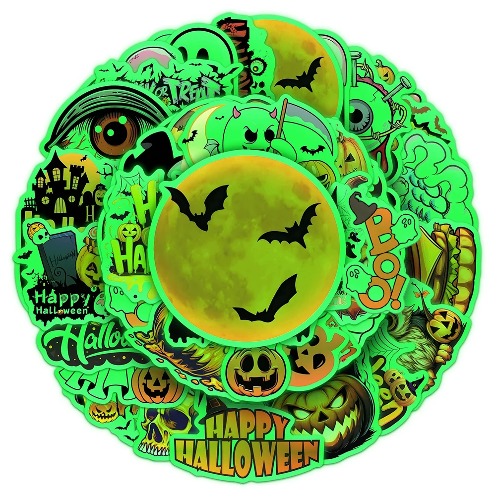 

10/30/50pcs Cartoon Hallowmas Ghost Pumpkin Luminous Stickers Cool Gothic Style Decals for Suitcase Phone Stationery Sticker Toy